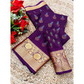 Vaystra Digital Dolla Silk Printed Saree With Unstitched Blouse 5.5Mtr – Purple