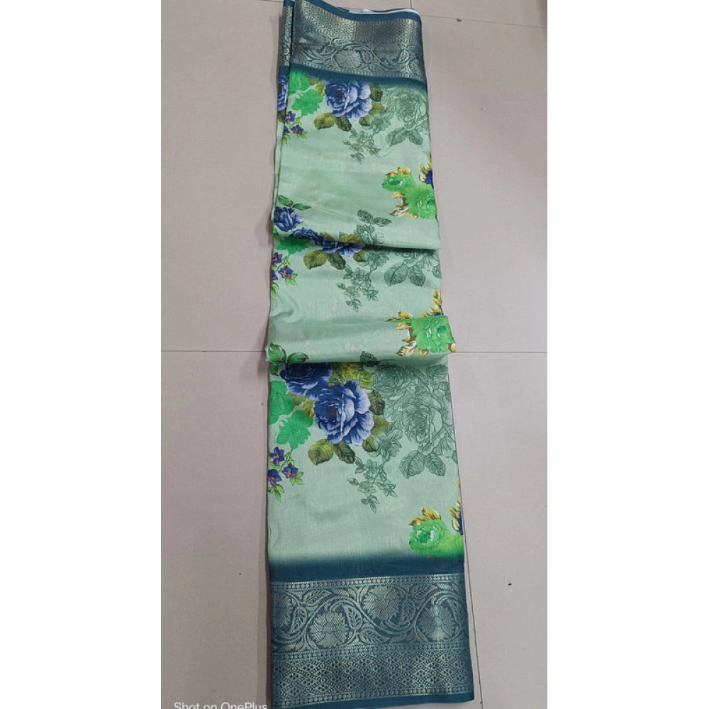 Vaystra Digital Dolla Silk Printed Saree With Unstitched Blouse 5.5Mtr – Green