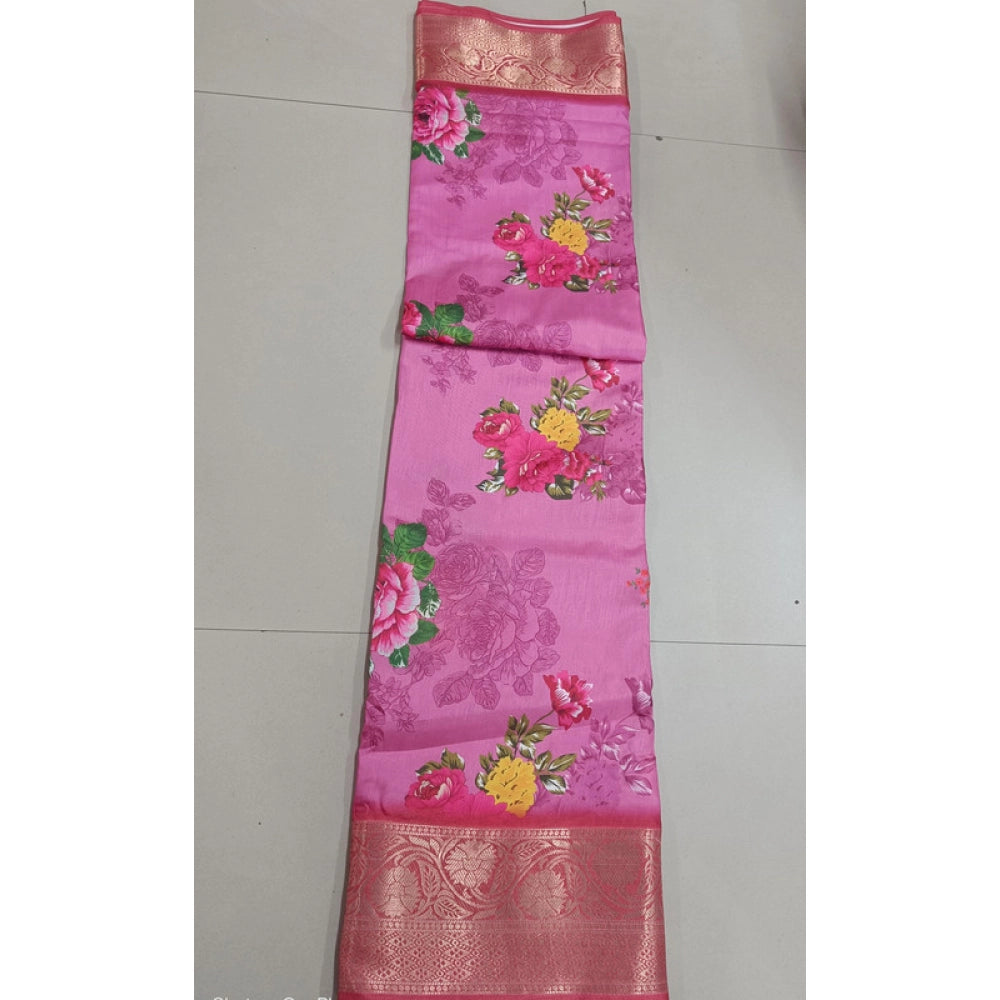 Vaystra Digital Dolla Silk Printed Saree With Unstitched Blouse 5.5Mtr – Pink