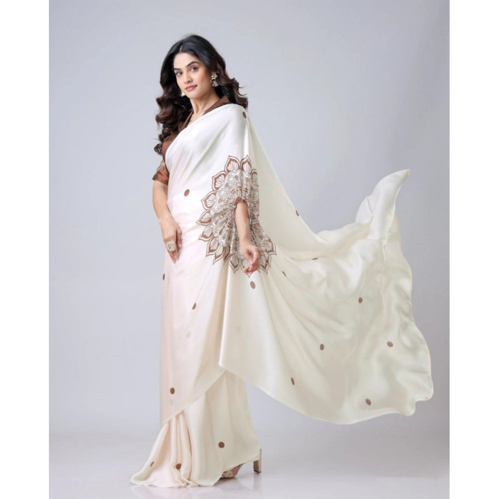 Vaystra Soft Crepe Silk Printed Ready To Wear Saree With Unstitched Blouse 5.5Mtr –...