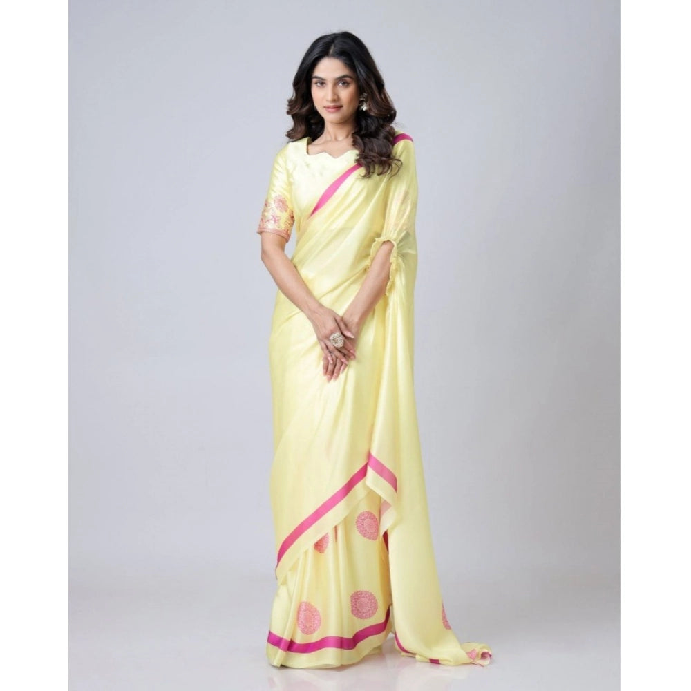 Vaystra Soft Crepe Silk Printed Ready To Wear Saree With Unstitched Blouse 5.5Mtr –...