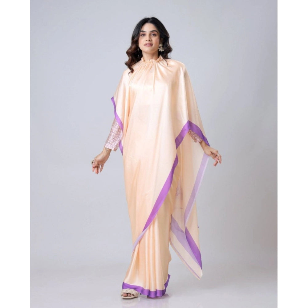 Vaystra Soft Crepe Silk Printed Ready To Wear Saree With Unstitched Blouse 5.5Mtr – Beige
