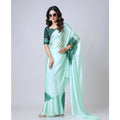 Vaystra Soft Crepe Silk Printed Ready To Wear Saree With Unstitched Blouse 5.5Mtr – Green