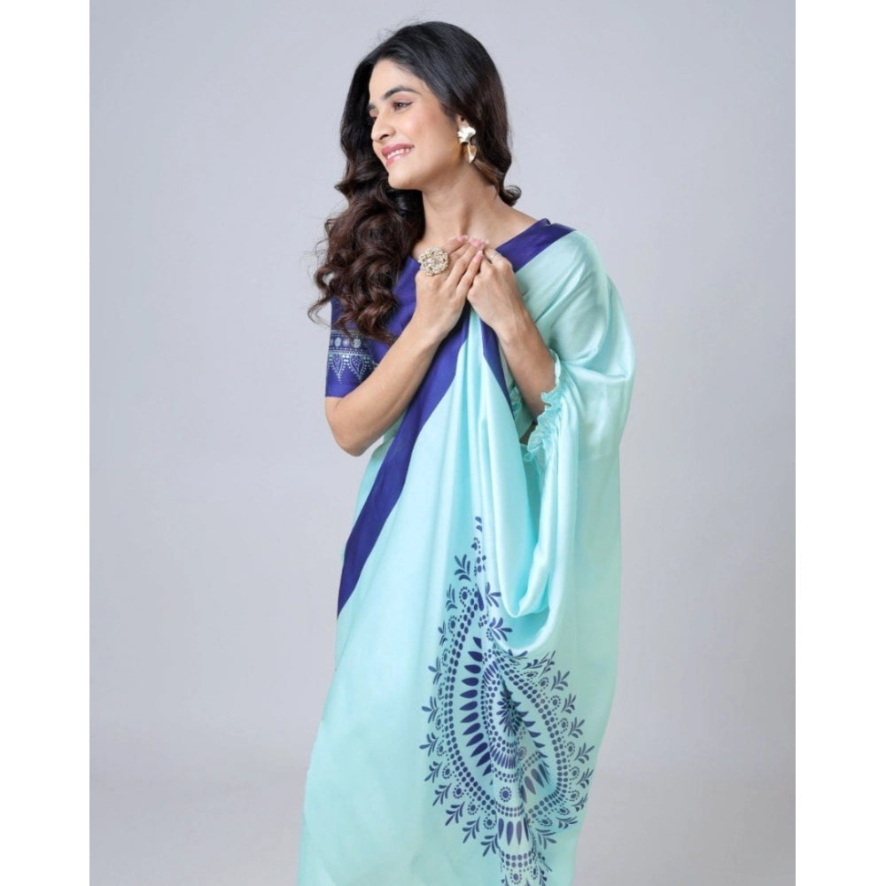 Vaystra Soft Crepe Silk Printed Ready To Wear Saree With Unstitched Blouse 5.5Mtr –...