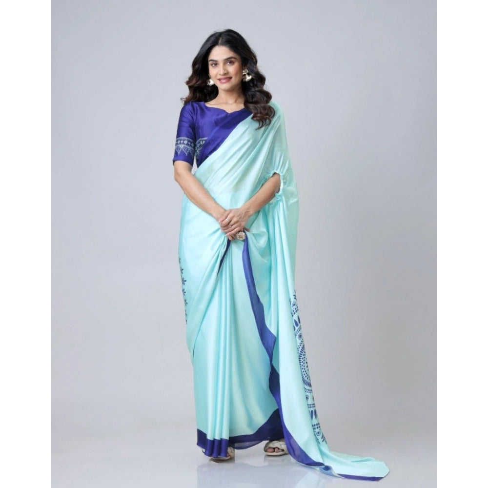 Vaystra Soft Crepe Silk Printed Ready To Wear Saree With Unstitched Blouse 5.5Mtr –...