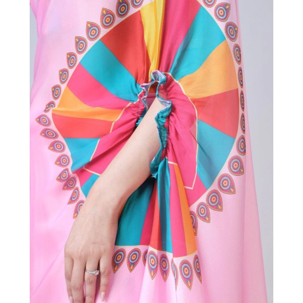 Vaystra Soft Crepe Silk Printed Ready To Wear Saree With Unstitched Blouse 5.5Mtr – Pink