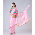 Vaystra Soft Crepe Silk Printed Ready To Wear Saree With Unstitched Blouse 5.5Mtr – Pink