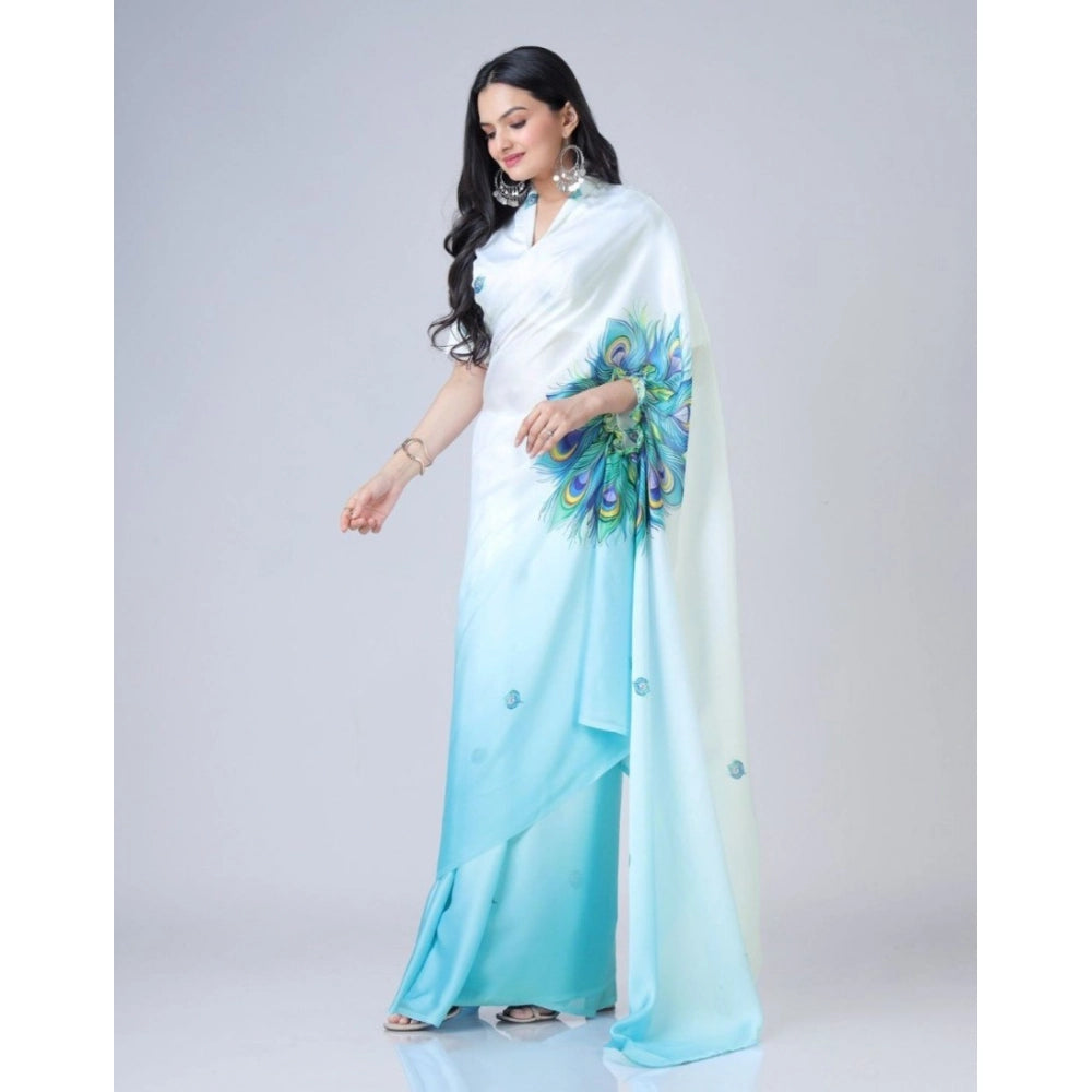 Vaystra Soft Crepe Silk Printed Ready To Wear Saree With Unstitched Blouse 5.5Mtr –...