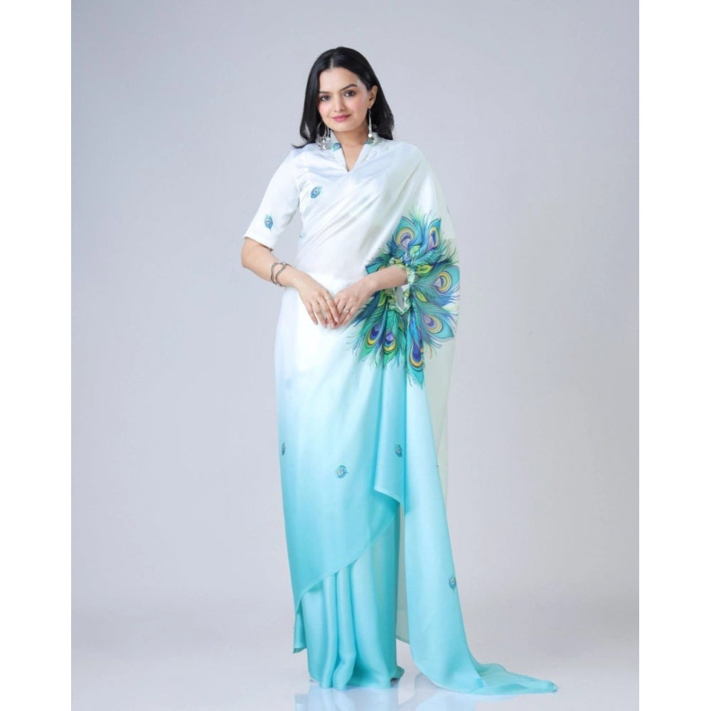 Vaystra Soft Crepe Silk Printed Ready To Wear Saree With Unstitched Blouse 5.5Mtr –...