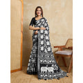Vaystra Silk Blend Printed Saree With Unstitched Blouse 5.5Mtr – Black