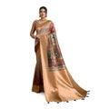 Vaystra Silk Printed Saree With Unstitched Blouse 5.5Mtr – Brown