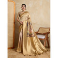 Vaystra Silk Printed Saree With Unstitched Blouse 5.5Mtr – Gold