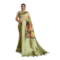 Vaystra Silk Printed Saree With Unstitched Blouse 5.5Mtr – Mehendi