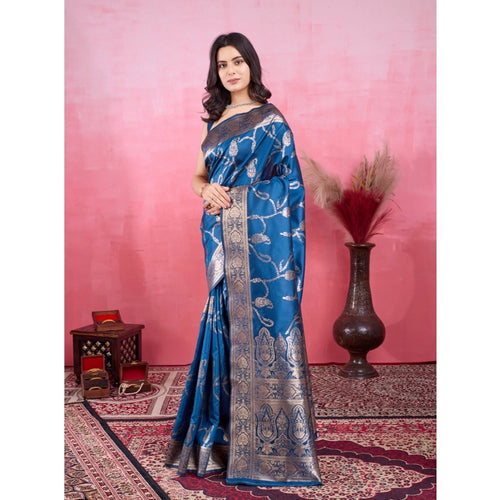Vaystra Banarasi Silk Printed Saree With Unstitched Blouse 5.5Mtr – Pinch
