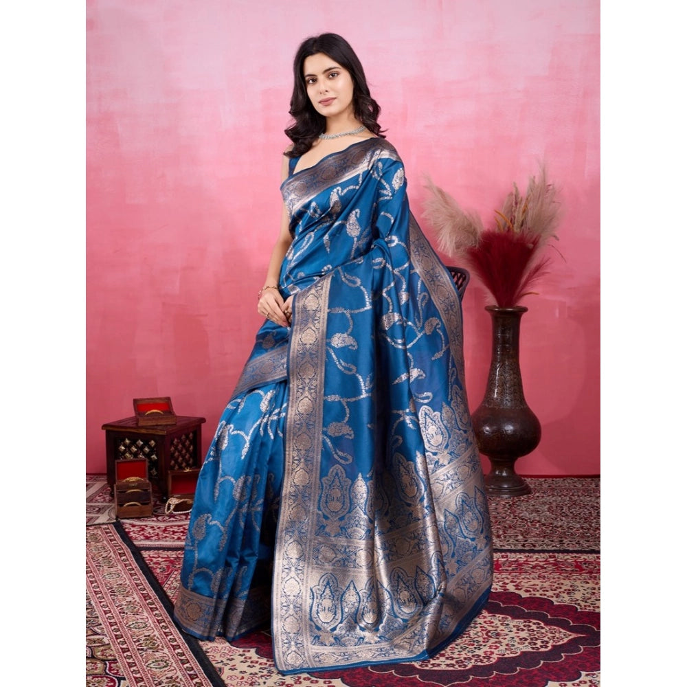 Vaystra Banarasi Silk Printed Saree With Unstitched Blouse 5.5Mtr – Pinch