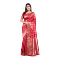 Vaystra Banarasi Silk Printed Saree With Unstitched Blouse 5.5Mtr – Red