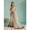 Vaystra Silk Blend Printed Saree With Unstitched Blouse 5.5Mtr – Green