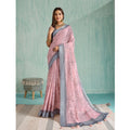 Vaystra Silk Blend Printed Saree With Unstitched Blouse 5.5Mtr – Pink