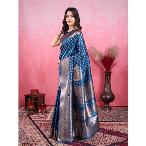 Vaystra Banarasi Silk Printed Saree With Unstitched Blouse 5.5Mtr – Pinch
