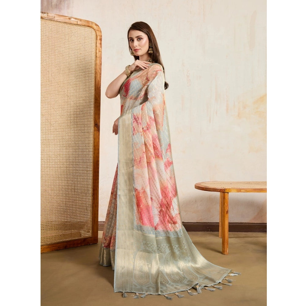 Vaystra Viscose Printed Saree With Unstitched Blouse 5.5Mtr – Cream