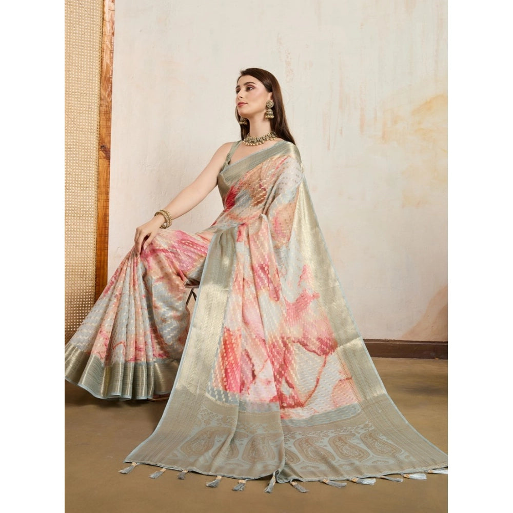 Vaystra Viscose Printed Saree With Unstitched Blouse 5.5Mtr – Cream