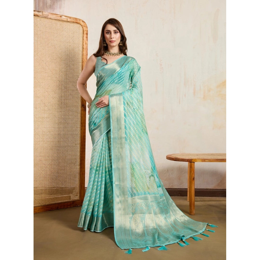 Vaystra Viscose Printed Saree With Unstitched Blouse 5.5Mtr – Green