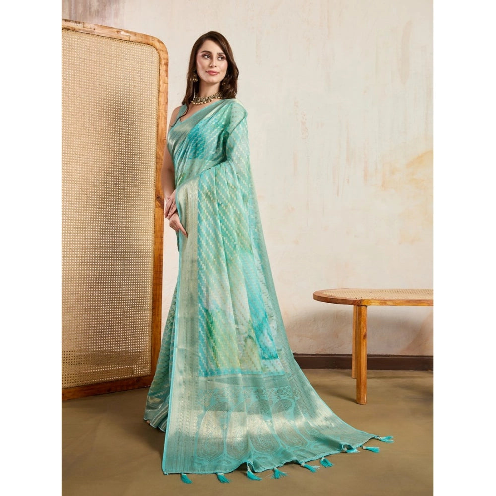Vaystra Viscose Printed Saree With Unstitched Blouse 5.5Mtr – Green