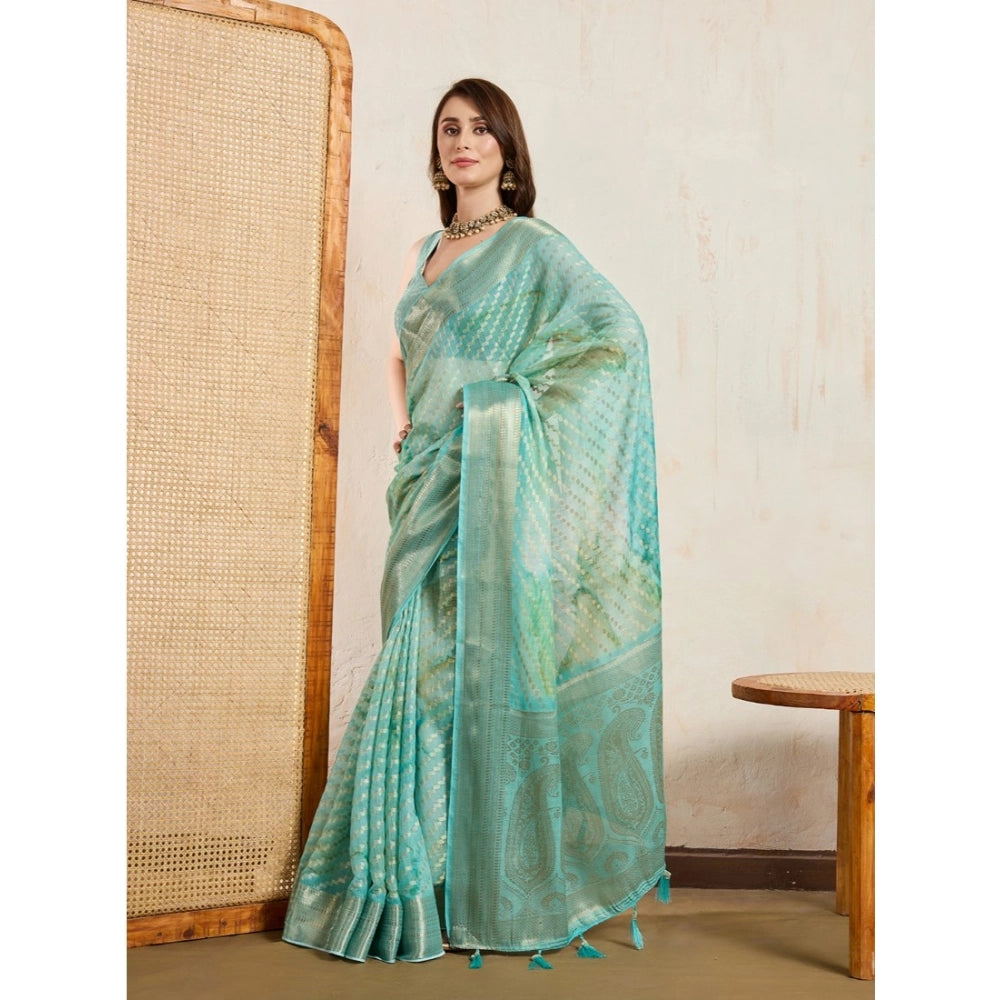 Vaystra Viscose Printed Saree With Unstitched Blouse 5.5Mtr – Green