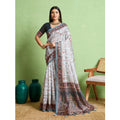 Vaystra Silk Blend Printed Saree With Unstitched Blouse 5.5Mtr – Grey