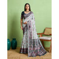 Vaystra Silk Blend Printed Saree With Unstitched Blouse 5.5Mtr – Grey