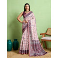 Vaystra Silk Blend Printed Saree With Unstitched Blouse 5.5Mtr – Grey
