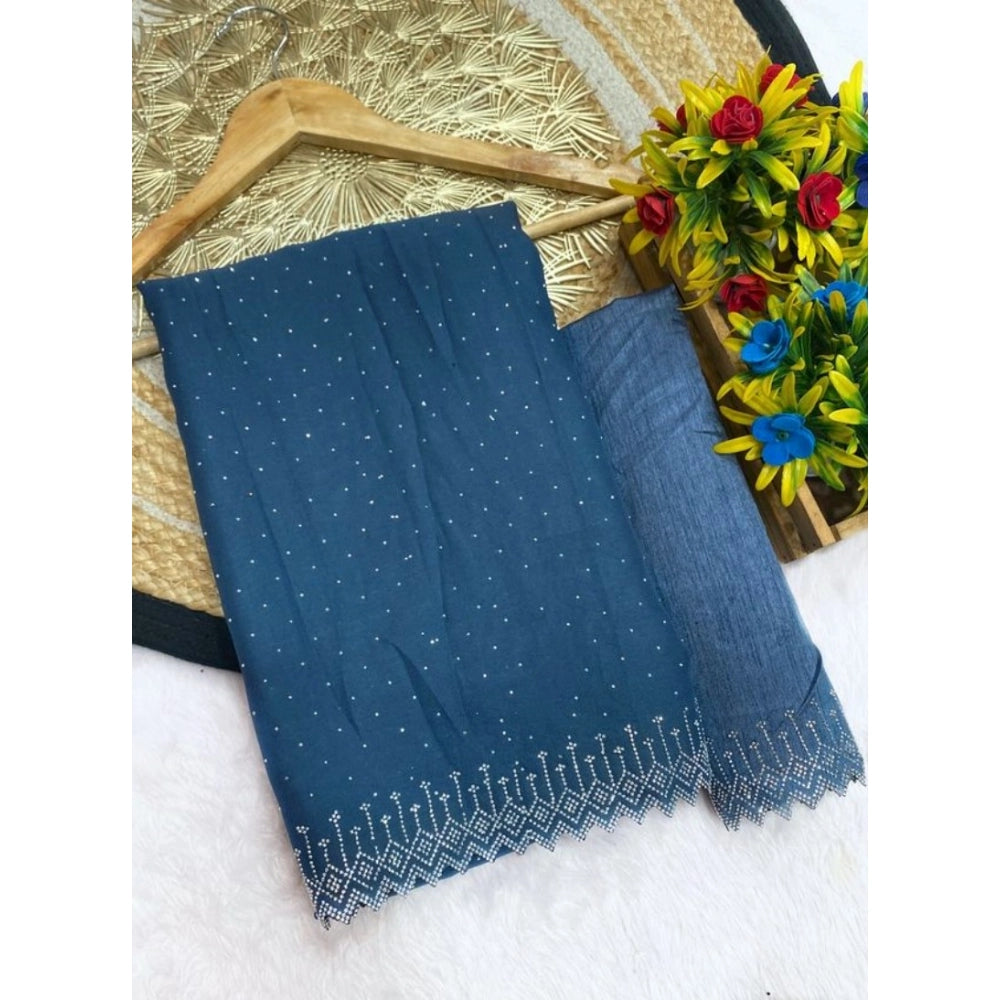 Vaystra Georgette Stone Work Saree With Unstitched Blouse 5.5Mtr – Grey