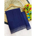 Vaystra Georgette Stone Work Saree With Unstitched Blouse 5.5Mtr – Blue