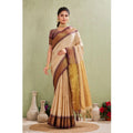 Vaystra Silk Blended Jaquard Woven Saree With Unstitched Blouse 5.5Mtr – Beige