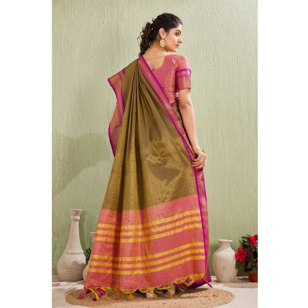 Vaystra Silk Blended Jaquard Woven Saree With Unstitched Blouse 5.5Mtr – Green