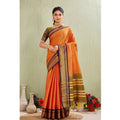 Vaystra Silk Blended Jaquard Woven Saree With Unstitched Blouse 5.5Mtr – Orange