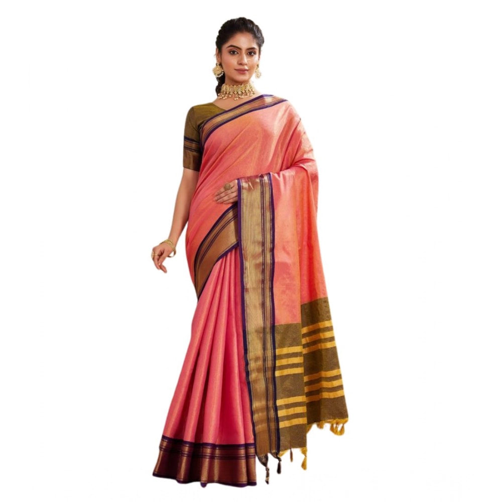 Vaystra Silk Blended Jaquard Woven Saree With Unstitched Blouse 5.5Mtr – Pink