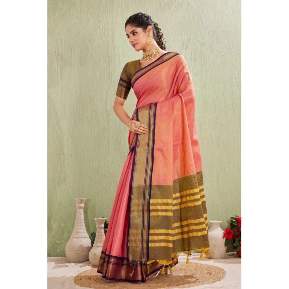 Vaystra Silk Blended Jaquard Woven Saree With Unstitched Blouse 5.5Mtr – Pink