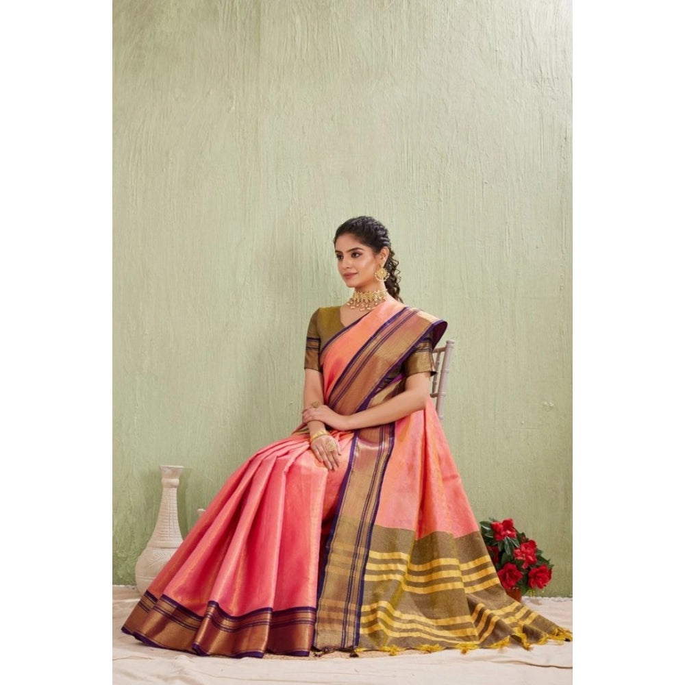 Vaystra Silk Blended Jaquard Woven Saree With Unstitched Blouse 5.5Mtr – Pink