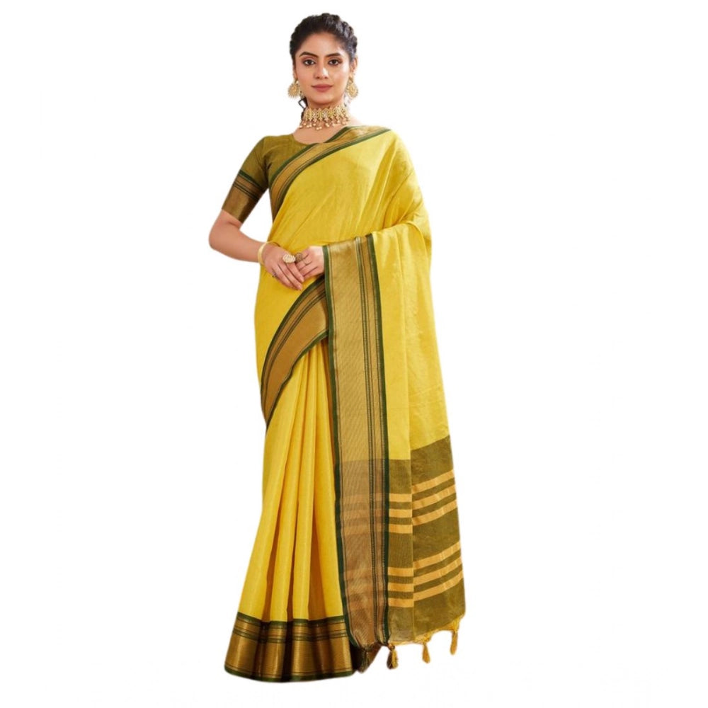 Vaystra Silk Blended Jaquard Woven Saree With Unstitched Blouse 5.5Mtr – Yellow