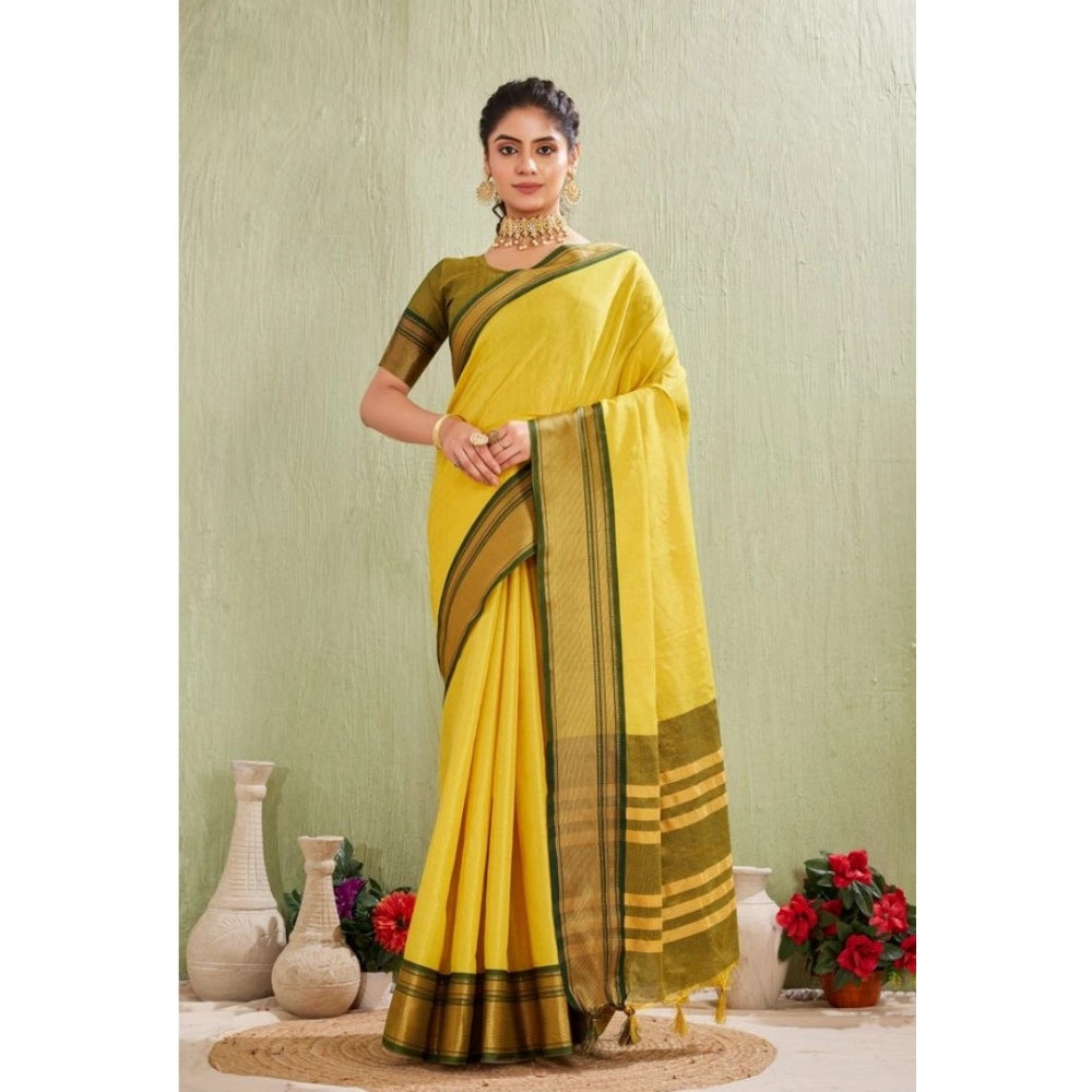 Vaystra Silk Blended Jaquard Woven Saree With Unstitched Blouse 5.5Mtr – Yellow