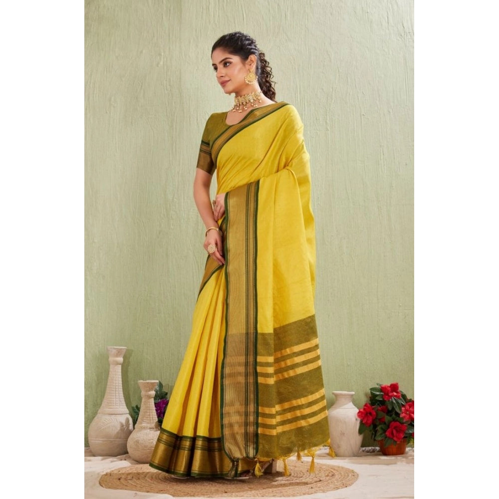 Vaystra Silk Blended Jaquard Woven Saree With Unstitched Blouse 5.5Mtr – Yellow