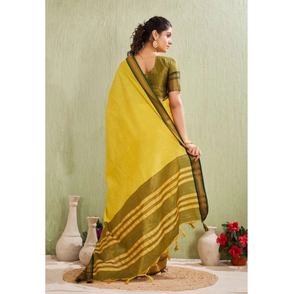 Vaystra Silk Blended Jaquard Woven Saree With Unstitched Blouse 5.5Mtr – Yellow