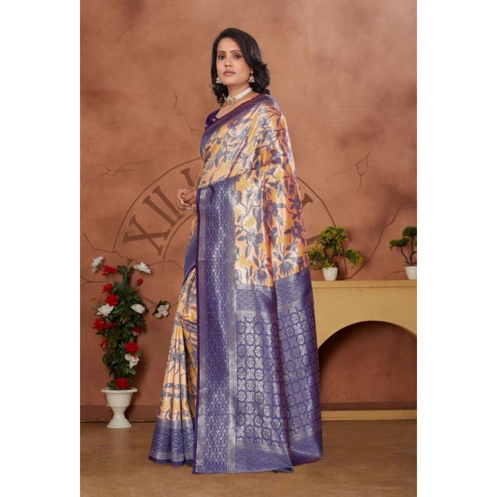 Vaystra Banarasi Silk Jaquard Woven Saree With Unstitched Blouse 5.5Mtr – Orange