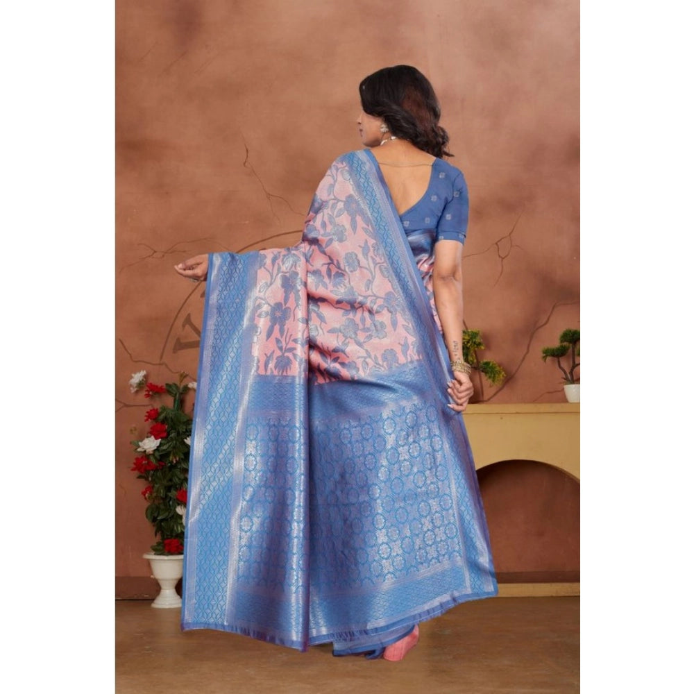 Vaystra Banarasi Silk Jaquard Woven Saree With Unstitched Blouse 5.5Mtr – Pink