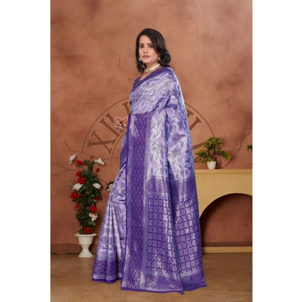 Vaystra Banarasi Silk Jaquard Woven Saree With Unstitched Blouse 5.5Mtr – Purple