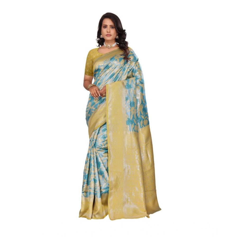 Vaystra Banarasi Silk Jaquard Woven Saree With Unstitched Blouse 5.5Mtr – Yellow