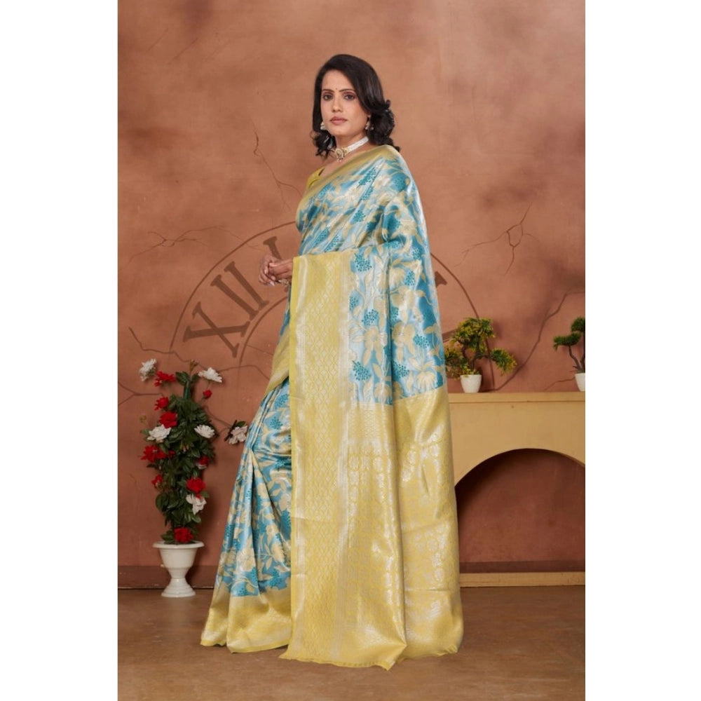 Vaystra Banarasi Silk Jaquard Woven Saree With Unstitched Blouse 5.5Mtr – Yellow
