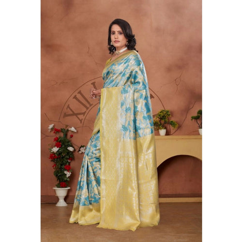 Vaystra Banarasi Silk Jaquard Woven Saree With Unstitched Blouse 5.5Mtr – Yellow