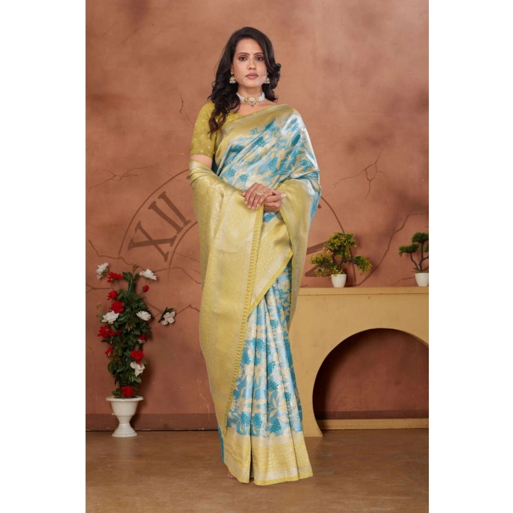 Vaystra Banarasi Silk Jaquard Woven Saree With Unstitched Blouse 5.5Mtr – Yellow